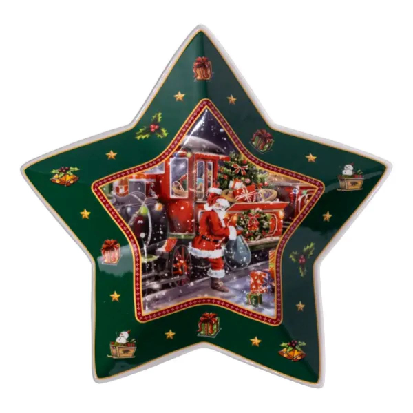 Сервірувальне новорічне блюдо для закусок Santa 25,5 (см) з порцеляни HP-SDHK-20 - фото №5