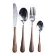 Набір столових приборів на 6 персон з дерев'яними ручками на підставці столові прибори 24 шт Срібло HP-20-1 - фото №4