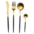 Набір столових приборів 24 предмети столовий набір на 6 персон Золотистий з чорним HP-20-46 - фото №1