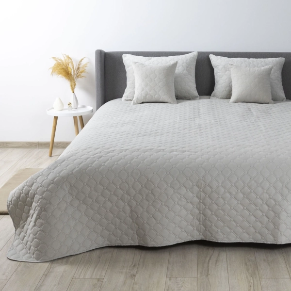 Покривало ТЕП "VELOUR" Світло-сіре/Ромб круглий, 150x210 - фото