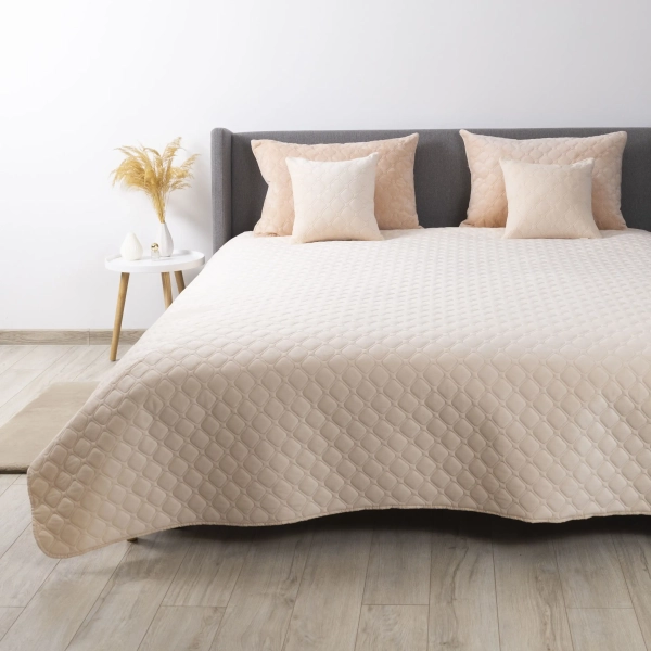 Покривало ТЕП "VELOUR" 1 наволочка Персикове/Ромб круглий, 220x240 - фото