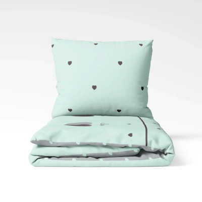 Комплект постільної білизни ТЕП "Happy Sleep" Mint&Grey Hearts, 50x70, сімейна - фото