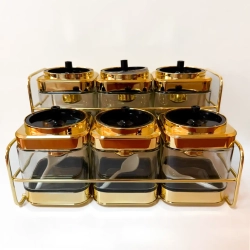 Набір для спецій “Aurum Set” 6 ємностей із металевою підставкою, Декор