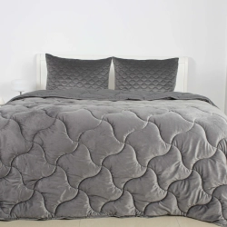 Ковдра ТЕП "VELOUR" Темно - сіра, 180x210