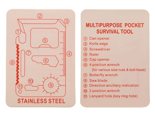 Карта-мультитул Survival Tool Card with Pouch Чорна - фото №2