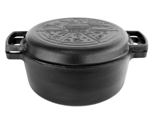 Каструля чавунна з кришкою-сковородою 6л