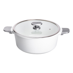 Алюмінієва каструля з керамічним покриттям антипригарним 7.7 л Ø 30 см біла MGC HP-4-455W