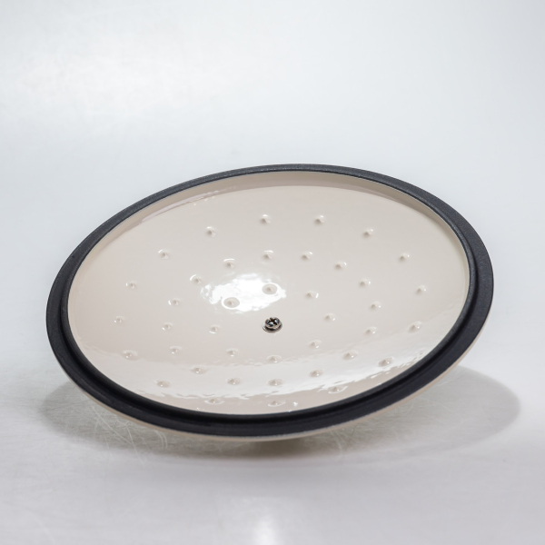 Каструля чавунна 2.5 л емальована з кришкою посуд для тушкування запікання томління кухонна Біла HP-1-14-WHITE - фото №5