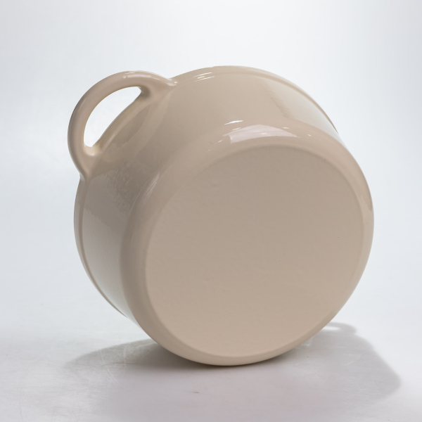 Каструля чавунна 2.5 л емальована з кришкою посуд для тушкування запікання томління кухонна Біла HP-1-14-WHITE - фото №6