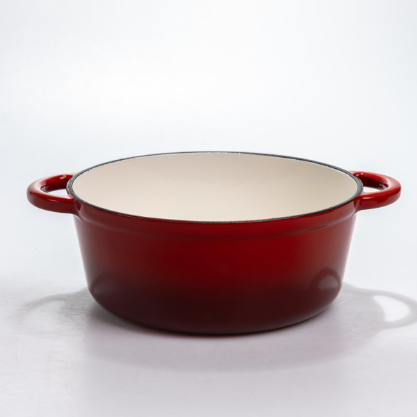 Каструля чавунна 2.5 л емальована з кришкою посуд для тушкування запікання томління кухонна Червона HP-1-14-RED - фото №2