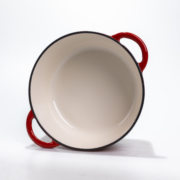 Каструля чавунна 2.5 л емальована з кришкою посуд для тушкування запікання томління кухонна Червона HP-1-14-RED - фото №3