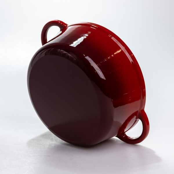 Каструля чавунна 2.5 л емальована з кришкою посуд для тушкування запікання томління кухонна Червона HP-1-14-RED - фото №6