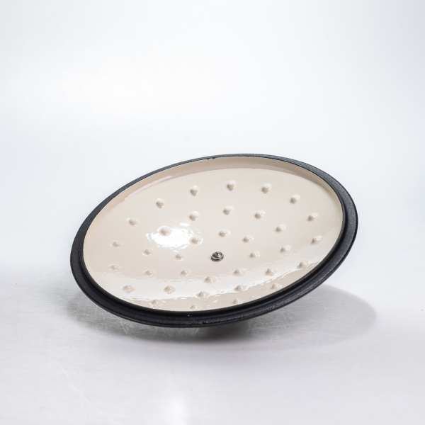 Каструля чавунна 2.5 л емальована з кришкою посуд для тушкування запікання томління кухонна Сіра HP-1-14-GREY - фото №4