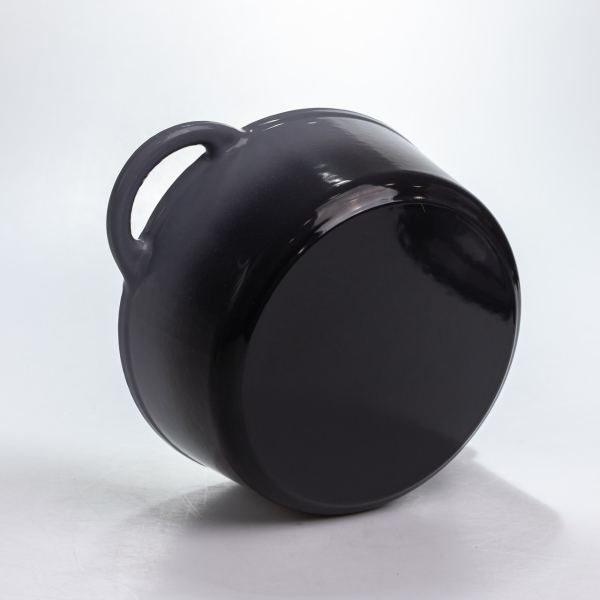 Каструля чавунна 2.5 л емальована з кришкою посуд для тушкування запікання томління кухонна Сіра HP-1-14-GREY - фото №7