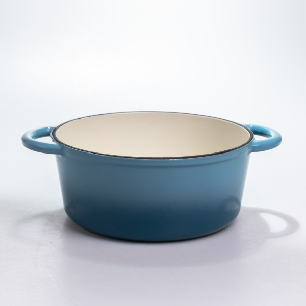 Каструля чавунна 2.5 л емальована з кришкою посуд для тушкування запікання томління кухонна Синя HP-1-14-BLUE - фото №2