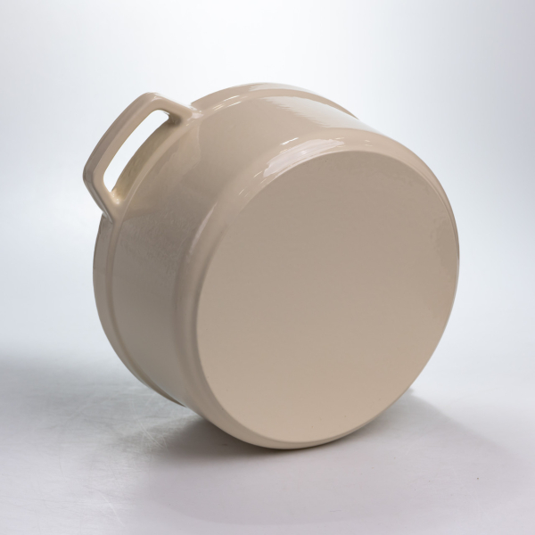 Каструля чавунна 4.5 л емальована з кришкою посуд для тушкування запікання томління кухонна HP-1-19-WHITE - фото №4