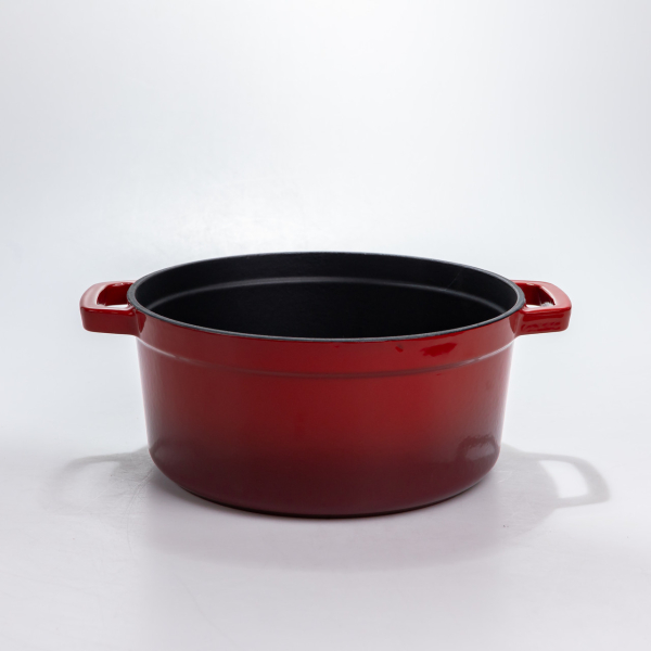 Каструля чавунна 4.5 л емальована з кришкою посуд для тушкування запікання томління кухонна Червона HP-1-19-RED - фото №2