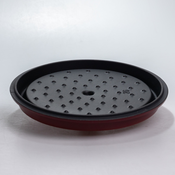 Каструля чавунна 4.5 л емальована з кришкою посуд для тушкування запікання томління кухонна Червона HP-1-19-RED - фото №4