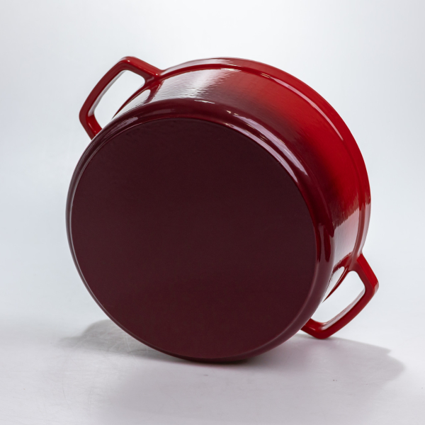 Каструля чавунна 4.5 л емальована з кришкою посуд для тушкування запікання томління кухонна Червона HP-1-19-RED - фото №7