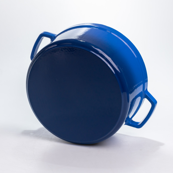 Каструля чавунна 4.5 л емальована з кришкою посуд для тушкування запікання томонія кухонна Синя HP-1-19-BLUE - фото №4