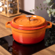 Каструля чавунна емальована 3 л з кришкою Ø24 см Помаранчева HP-1-3O - фото №5