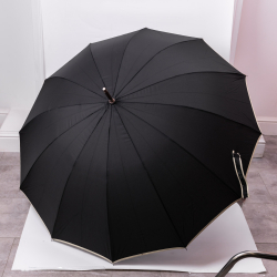 Класична парасолька-тростина з чохлом напівавтомат з поліестеру міцна надійна 12спиць діаметр 120 см Чорний HP-23-16B