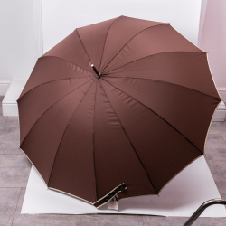 Класична парасолька-тростина з чохлом напівавтомат з поліестеру міцна надійна 12 спиць діаметр 120 см Коричневий HP-23-16BR