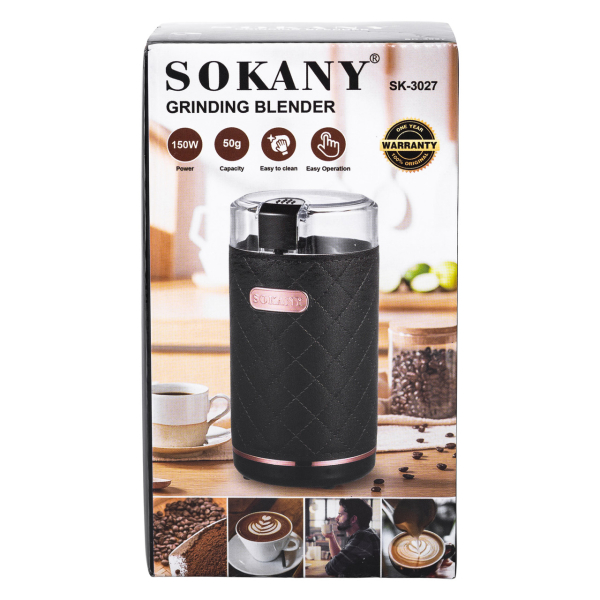 Кавомолка мультимолка електрична Sokany 150 Вт 50 г подрібнювач кавомолка для дрібного помелу Біла Lugi - фото №16