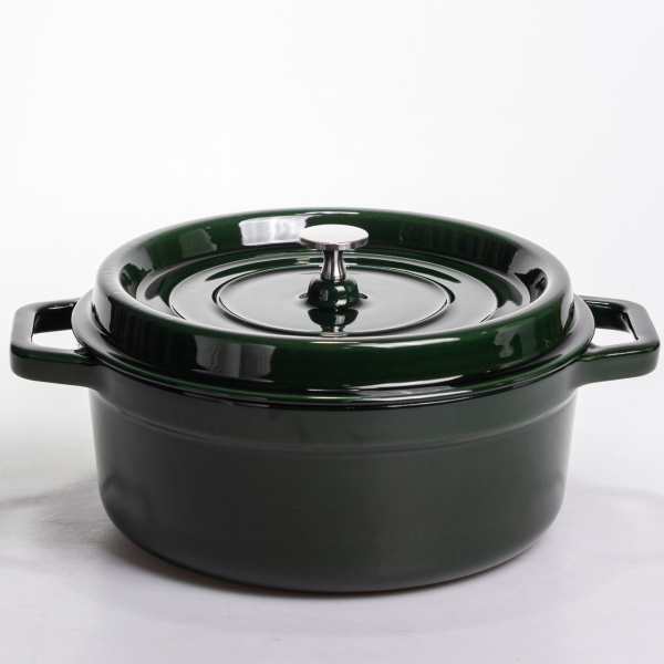 Кокотница чугунная эмалированная Yiwu 6,5 л диаметр 28 см малахит (HP-FLG-12 green) - фото №12