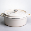 Кокотница чугунная эмалированная Yiwu 7,5 л диаметр 32 см бежевая (HP-FLG-7 WHITE) - фото №12