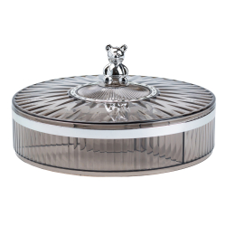 Цукерниця пластикова на 4 відділення круглая 26 см Сіра HP48629S