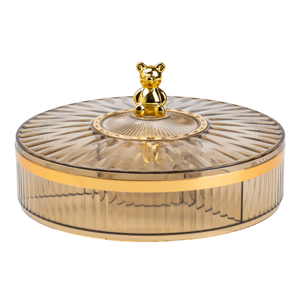 Цукерниця пластикова на 4 відділення кругла 26 см tea color HP48629G - фото