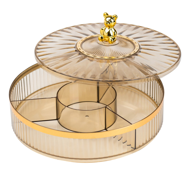 Цукерниця пластикова на 4 відділення кругла 26 см tea color HP48629G - фото №2