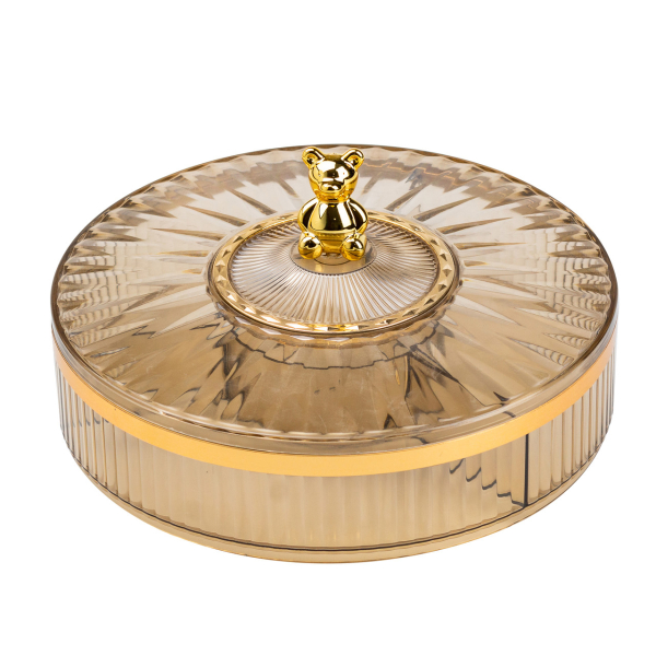 Цукерниця пластикова на 4 відділення кругла 26 см tea color HP48629G - фото №3