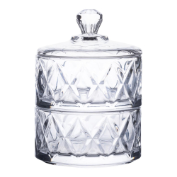 Цукерниця скляна з кришкою Ø 10 см дворівнева HP-YH-79