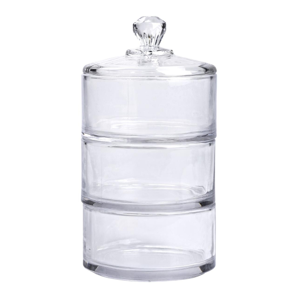 Цукерниця триярусна скляна Ø 10 см з кришкою HP-YH-22 - фото