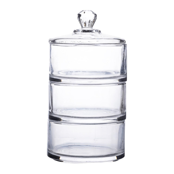 Цукерниця триярусна скляна Ø 10 см з кришкою HP-YH-22 - фото №2