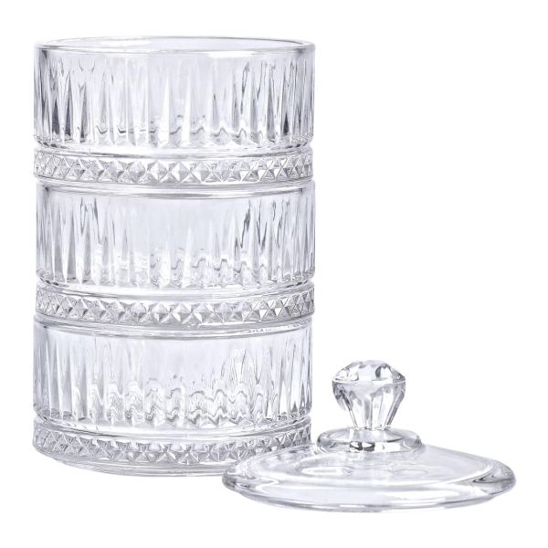 Цукерниця триярусна скляна з кришкою Ø 10 см HP-YH-16 - фото №4