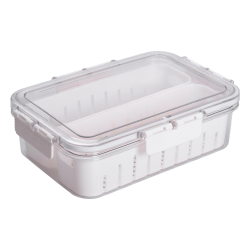 Контейнер для їжі з 2 відсіками 23.5х17х7 см судок для їжі пластиковий 1.4 л Білий HP-27-11