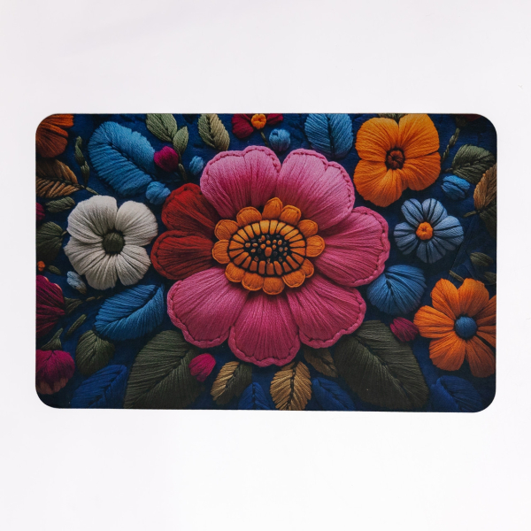 Коврик диатомитовый Embroidered Bloomscape с 3D-эффектом вышивки влагопоглощающий противоскользящий универсальный для ванной - фото №8