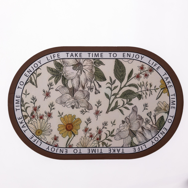 Коврик диатомитовый овальный Floral Oval влагопоглощающий противоскользящий для ванной кухни туалета универсальный диатомит - фото №8
