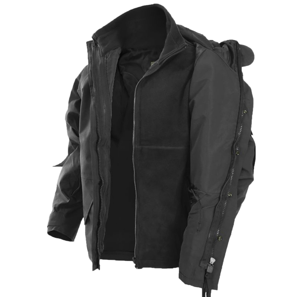 Куртка мембрана з флісовою підкладкою MIL-TEC Wet Weather Jacket Black 3XL - фото №4