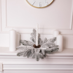 Штучний підсвічник вінок Новорічний з декором засніженим на 1 свічку SOK-O-4