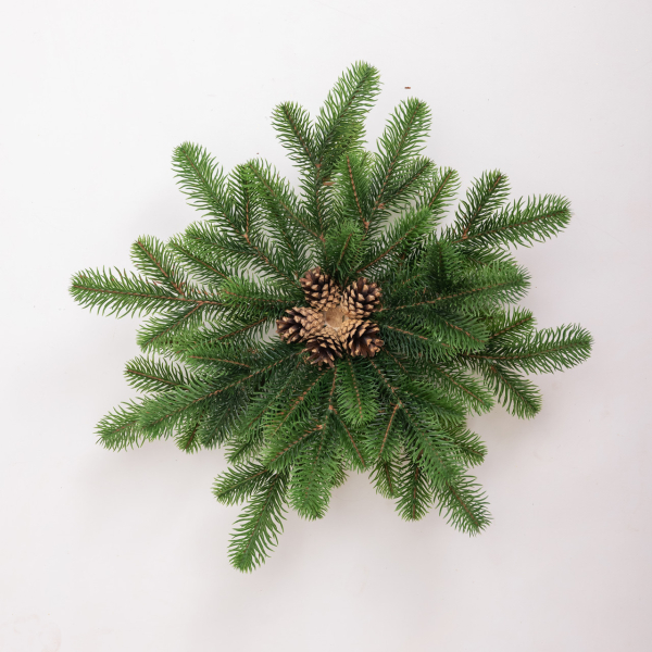 Штучний підсвічник вінок Новорічний з декором зелений на 1 свічку SOK-O-1 - фото №4