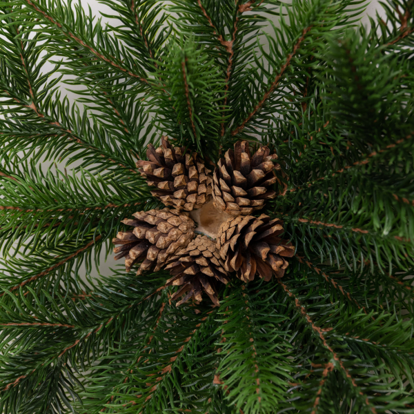 Штучний підсвічник вінок Новорічний з декором зелений на 1 свічку SOK-O-1 - фото №5