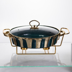 Марміт порцеляновий настільний овальний 1,5 літра мармітниця з підігрівом JY-6