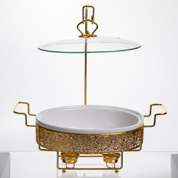 Марміт порцеляновий настільний овальний 2 л на підставці YL-75 - фото №2