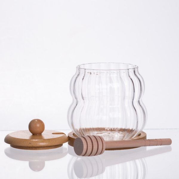 Медовниця скляна з кришкою і ложкою 320 (мл) 64486-10 - фото №2