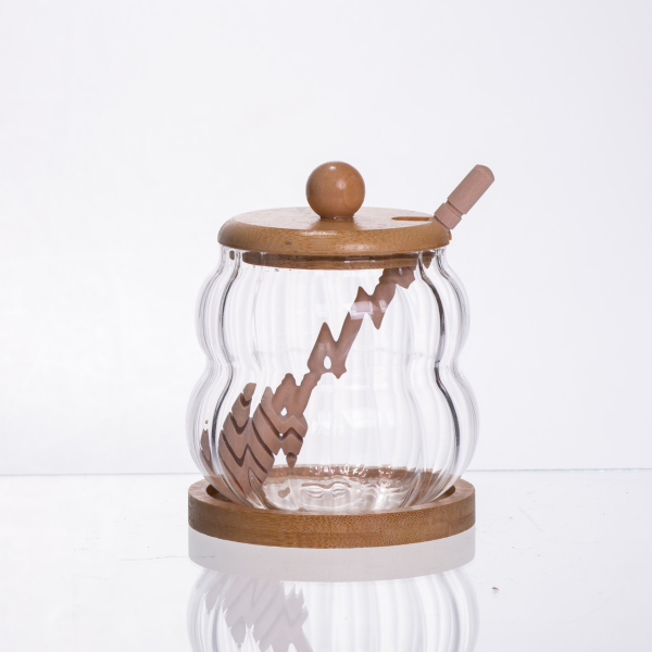 Медовниця скляна з кришкою і ложкою 320 (мл) 64486-10 - фото