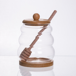 Медовниця скляна з кришкою і ложкою 350 (мл) 64486-7